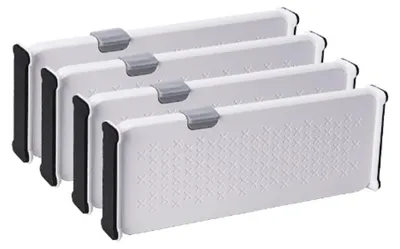 Imagen del producto de Juego de 4 separadores de cajones ajustables para organizar