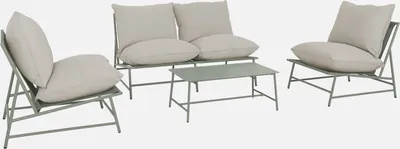 Produktbild von sweeek - Gartenlounge aus Stahl und Textilene für 4 Personen - Khaki