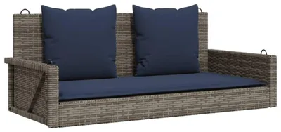 Obrázok produktu pre vidaXL Hojdacia lavica s vankúšmi Sivá 119x56x48 cm Polyratan