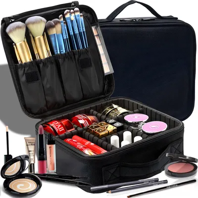 Produktbild von Kulturbeutel Kulturtasche Reise Kosmetiktasche Make-up-Organizer mit Henkel hängend Waschbeutel Waschtasche für Damen und Herren Schwarz Retoo