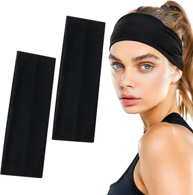 Image de Bandes de sport, unisexes, lot de 2, noires, antidérapantes