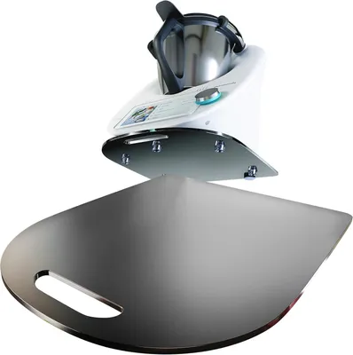 Produktbild von Gleitbrett für Thermomix TM6 TM5 | Schwarzes Premium Acrylglas | Müheloses Verschieben ohne Beschädigung der Waage | Rollbrett Gleiter