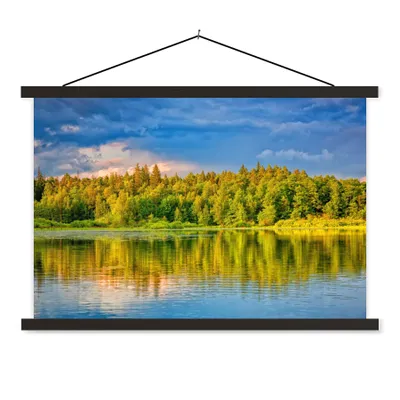 Produktbild von MuchoWow® Textilposter Wasser - Natur - Wald 150x100 cm mit schwarzem Rahmen - Schlafzimmer