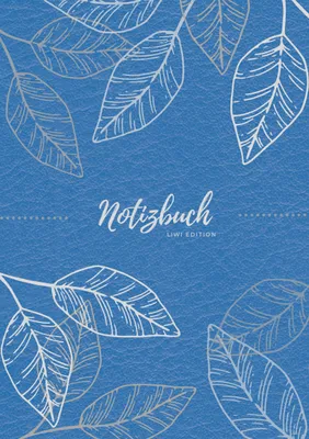 Produktbild von Notizbuch Tagebuch A5 liniert - 100 Seiten 90g/m² - Soft Cover - Silberne Blätter auf blau -Papier