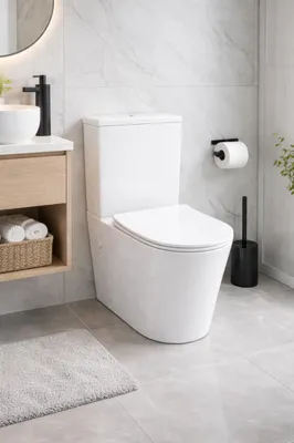 Produktbild von AQUA for you | Stand-WC - Lavita Neptun - Rimless-WC - 60,5x38x80 cm - Universalablauf - Weiß glänzend - mit Spülkasten, Softclose-Sitz, Toilette