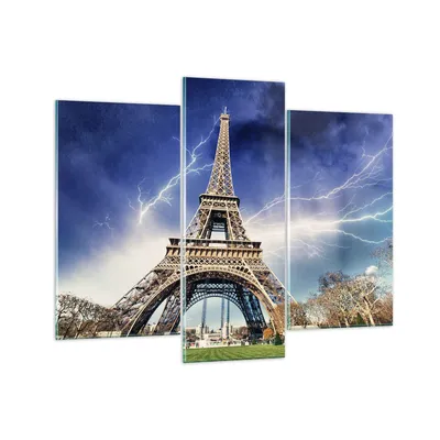 Produktbild von Bilder auf glas - Eiffle Paris Turm - 130x100cm - Glasbilder - Wandbilder - Kunstdruck - zum Aufhängen bereit - Wanddekoration aus Glas - Glas Bilder - Wandbild auf Glas - 3 Teile - GCB130x100-2484