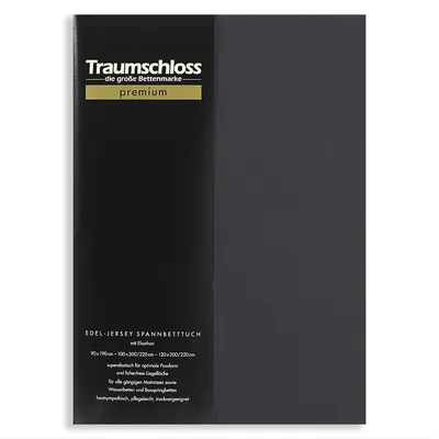 Produktbild von Traumschloss Premium Edel-Jersey Spannbettlaken 90-120 x 200-220 cm anthrazit 165g/m², 95% gekämmte Mako Baumwolle, 5% Elasthan