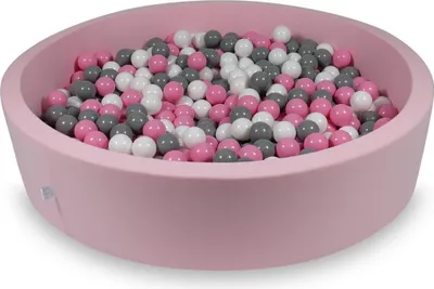 Immagine prodotto di Bacinella 130x30cm rosa cipria con 600 palline: bianco, grigio, rosa cipria