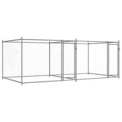 Zdjęcie produktu dla vidaXL Buda dla psa z drzwiami Szara 4x2x1,5 m Stal ocynkowana
