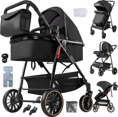 Immagine prodotto di Passeggino, design 3 in 1, telaio in alluminio, nero
