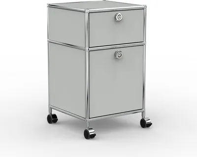 Produktbild von VERSEE Büro-Rollcontainer, Metall, 40 cm, 1 Schublade + 1 Hängeregistratur, Lichtgrau