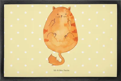 Produktbild von Mr. & Mrs. Panda Schmutzmatte Katze Mittelfinger 50 x 75 cm - Gelb Pastell - Geschenk, Katzen, Schmutzfangmatte, Fussmatte, Lustig, Genervt, fußmatte, Cats, Bodenvorleger