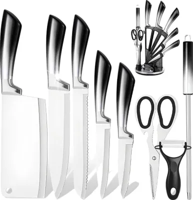 Obrázek produktu pro Kuchyňský nůž, vysoce kvalitní čepel z nerezové oceli, ergonomická rukojeť, černý