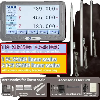 Produktbild von Hochgenaues Digitalanzeigeset, 3-Achsen-DRO, 5µm lineare Auflösung, 5um DRO-Kit 3