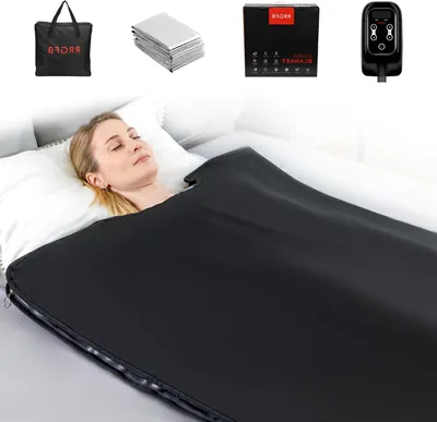 Imagen del producto de Manta de sauna - Manta de infrarrojos - Manta térmica - Manta eléctrica - Manta desintoxicante - Portátil - Temporizador ajustable