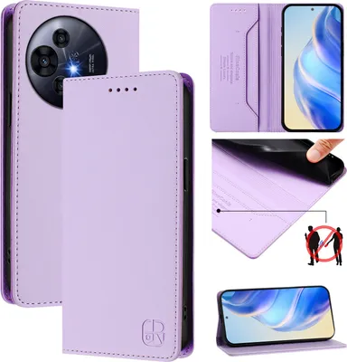 Produktbild von Lederhülle für TCL 50 Pro NxtPaper Hülle Flip Brieftasche Kartenfächern Ständer Schutzhülle Violett