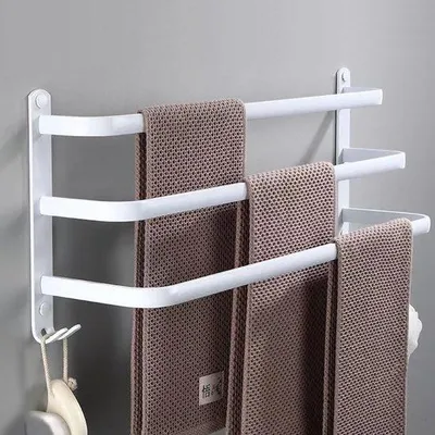 Productafbeelding van Handdoekhouder Zwart Zonder Boren - 80 cm Handdoekstang voor Badkamer - Muurbevestiging, Stijlvol, RVS, Badkameraccessoires, Ruimtebespa