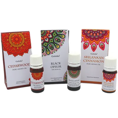 Produktbild von Goloka Duftöl - Naturdüfte für Aromatherapie, Diffusor, Duftlampe | 3er Set (Zedernholz + Opium + Zimt)