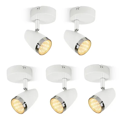 Image de Spot LED ZMH 1 flamme moderne 4 W, lot de 5, blanc, orientable à 350°, plafonnier blanc chaud 3000 K pour cuisine, salon, salle à manger, couloir