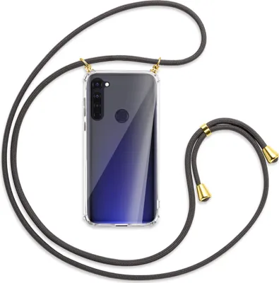 Produktbild von Handykette Backcover-Schutzhülle mit Band (Metall goldfarben) für Motorola Moto G Pro, G Stylus - dunkelgrau