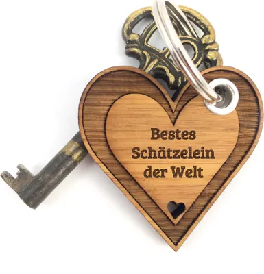 Produktbild von Mr. & Mrs. Panda Schlüssel Anhänger Schätzelein - Bambus - Geschenk, Glücksbringer, tasche, Herzchen, Verliebt, Freundin, Herz, Liebe, Geschenkidee, Freund, für