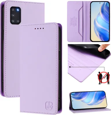 Produktbild von Lederhülle für Samsung Galaxy A31 Hülle Flip Brieftasche Kartenfächern Ständer Schutzhülle Violett