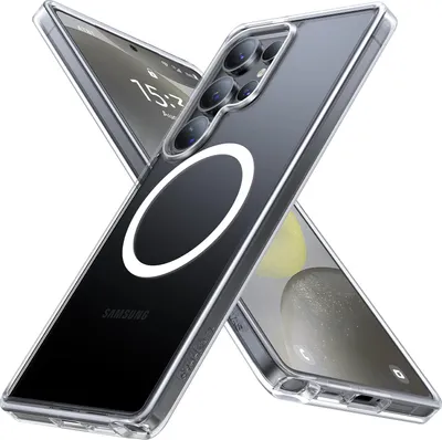 Two clear phone cases are shown at an angle, one on top of the other, against a white background.