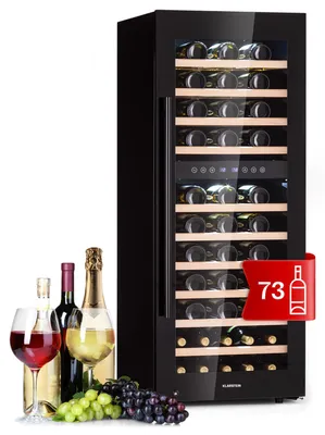 Obrázek produktu pro Klarstein vinotéka, slim, malá, 2 zóny, skleněné dveře, LED, 5-18 °C, 73 lahví
