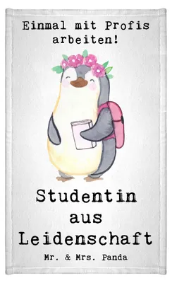 Produktbild von Mr. & Mrs. Panda Handtuch Studentin Leidenschaft - Weiß - Geschenk, Gäste-WC, Frotteehandtuch, Gästehandtuch Bunt, gäste wc, Gästetuch