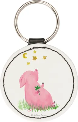 Produktbild von Mr. & Mrs. Panda Anhänger Schwein Glück - Weiß - Geschenk, Schlüsselanhänger, schlüsselbund, Sterne, für schlüssel, mini, Taschenanhänger, Motivation, Gute Laune, Träume