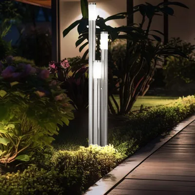 Produktbild von LED Stehlampe, Edelstahl silber, 3-Säulen, H 170 cm