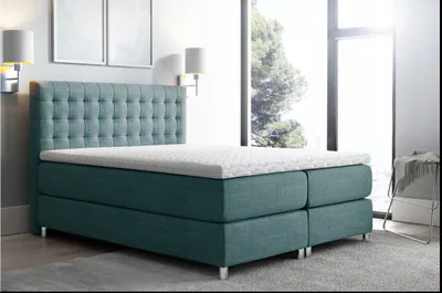 Produktbild von Boxspringbett 120x200 LUCA – Blau + GRATIS Topper