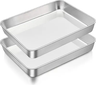 Zdjęcie produktu dla Zestaw blach do pieczenia ze stali nierdzewnej, HaWare prostokątne naczynie do piekarnika 2 formy do pieczenia 26,7x20,8x5cm