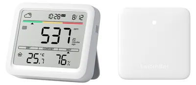 Zdjęcie produktu dla SwitchBot Meter Pro (CO2 Monitor), Biały, Dwutlenek węgla (CO2), Wilgotnościomierz wewnętrzny, Termometr wewnętrzny, Kopolimer akrylonitrylo-butadieno-styrenowy (ABS), 0 - 99%, 3%, 400 - 9999