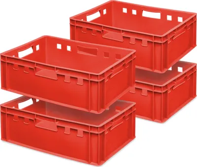 Produktbild von 4x Fleischkasten E2, rot, LxBxH 600 x 400 x 200 mm