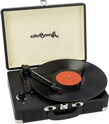 Image de Lecteur de disques noir en vinyle 33-45-78 tours avec haut-parleur