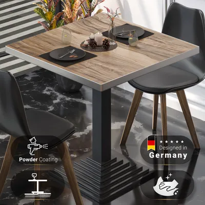Produktbild von BPY | Bistro Tisch | 80 x 80 x 78,5 cm | Quadratisch | Edelstahl Rand | Sheesham / Schwarz | Bistrotisch Gastro Tisch