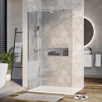 Produktbild von Duschabtrennung Walk-In Nano Echtglas EX101 - Klarglas - 10 mm - Wandprofil Chrom - Breite wählbar, Breite Walk-In:1200mm