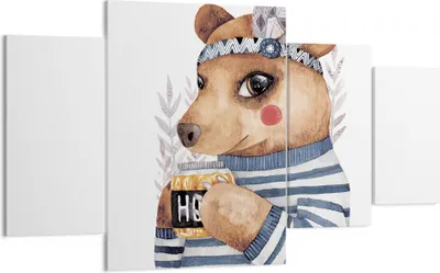 Produktbild von Bild auf Leinwand - Leinwandbild - 4 Teile - Anthropomorphisierung Bär Kinder - 160x90cm - Wand Bild - Wanddeko - Wandbilder - Leinwanddruck - Bilder - Wanddekoration - Leinwand bilder - DL160x90-4367
