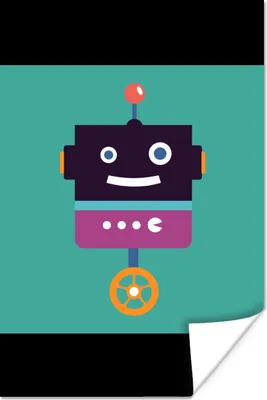 Produktbild von MuchoWow® Poster Roboter - Rad - Lila - Grün - Jungen - Kinder 60x90 cm - Wanddekoration