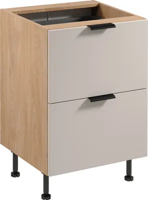 Produktbild von Küchenunterschrank 60 cm mit 2 Schubladen küchenmöbel ohne Arbeitsplatte, Sorento D60S2+1 AX Beige/Sonoma Eiche