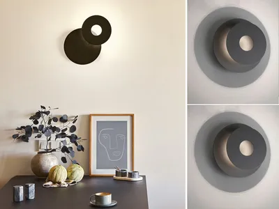 Produktbild von 2er SET verstellbare LED Wandlampen Schwarz rund Ø18cm für indirekte Beleuchtung