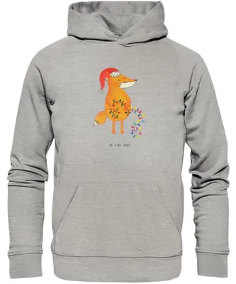 Produktbild von Mr. & Mrs. Panda Sweathoodie Fuchs Weihnachten Größe XL - Heather Grey - Geschenk, Pullover, Heiligabend, Füchse, Weihnachtsmann, Kapuzenpulli, Hoodie, Kapuzenpullover