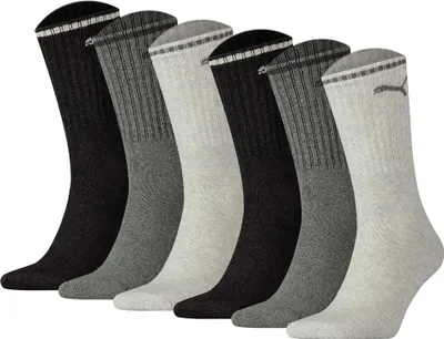 Produktbild von PUMA Uni Sport-Socken, 6er Pack - Sport Crew Stripe, Tennissocken, Streifen Grau 39-42