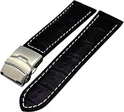 Produktbild von Uhrenarmband mit Faltschließe 26mm schwarz mit weisser Naht