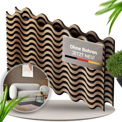 Produktbild von Good Materialzz® Akustikpaneele Eiche 120 x 65 x 5 cm, Selbstklebende Wandpaneele in Holzoptik – Schalldämmung, Wohnzimmer, Schlafzimmer, Büro- Beige