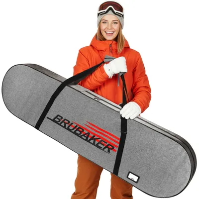 Obrázek produktu pro BRUBAKER Snowboardová taška Velocity Performance – snowboardová taška s nastavitelným popruhem a jmenovkou – černá, šedá a červená, 160 x 14 x 40 cm