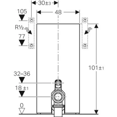 Produktbild von Geberit Monolith Sanitärmodul für Stand-WC, 101 cm, mit P-Anschlussbogen, Wasseranschluss seitlich