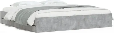 Produktbild von vidaXL Bettgestell mit Schubladen Betongrau 200x200 cm Holzwerkstoff
