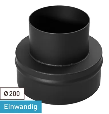 Produktbild von Raik Basic Reduzierung 200mm - 130mm schwarz für Rauchrohr / Ofenrohr